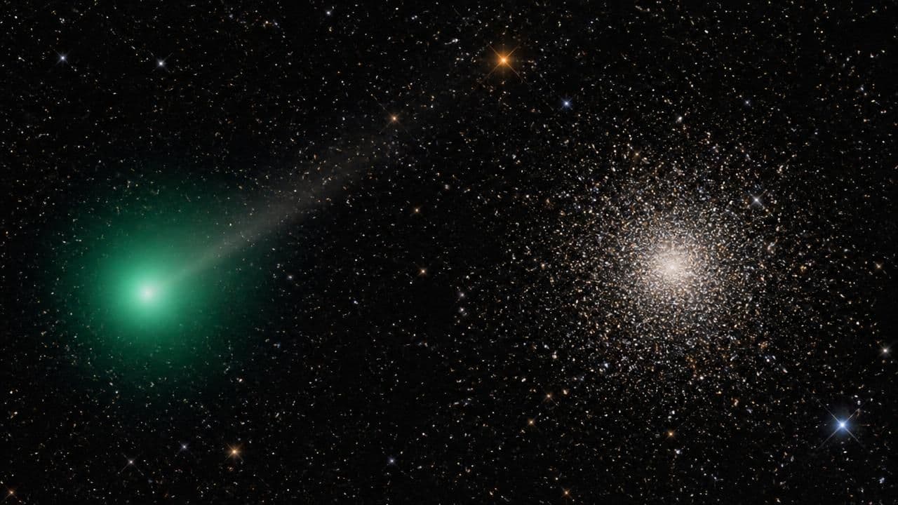 Comet Tempel 2 Sweeps Past Globular Cluster M30 in Stunning Celestial Encounter