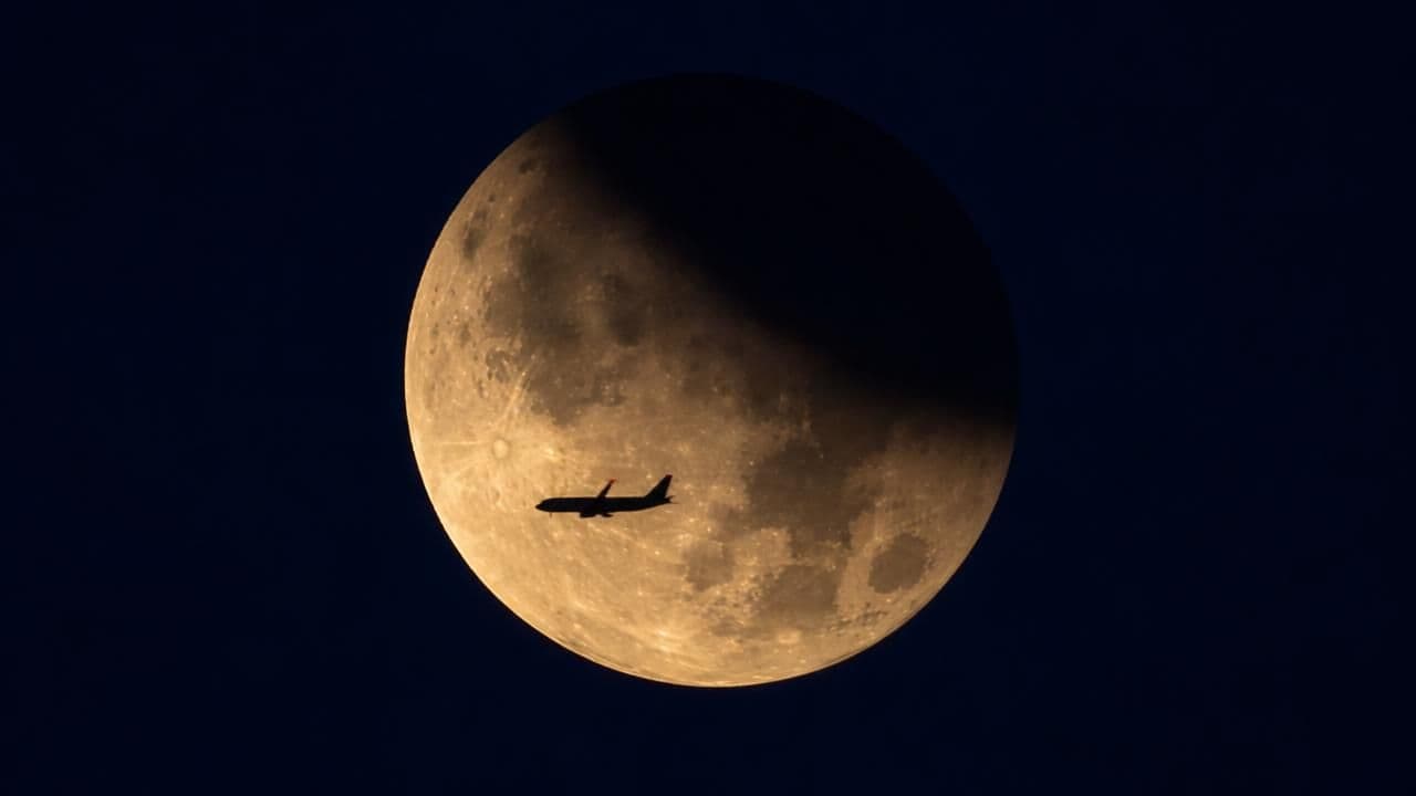 A Plane Lunar Eclipse: APOD Captures August 2026 Eclipse with Airplane Crossing
