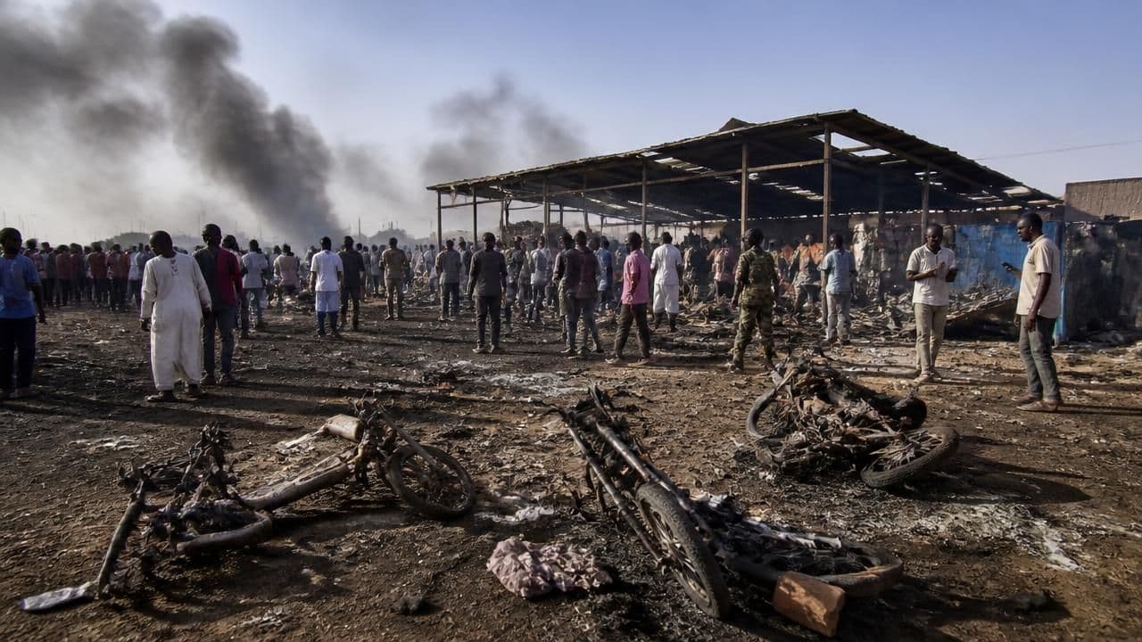 Drone strike at Sudan transport hub kills 80 in one of war's deadliest attacks